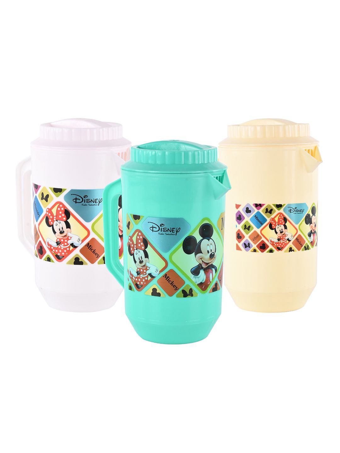 

Kuber Industries White & Cream 3 Pieces Disney Printed Water Jugs 2 l