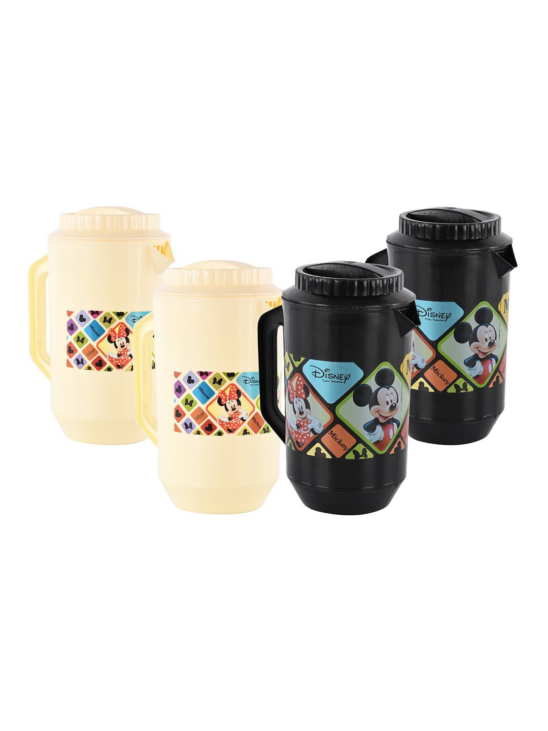 

Kuber Industries Black & Cream 4 Pieces Disney Printed Water Jugs 2l