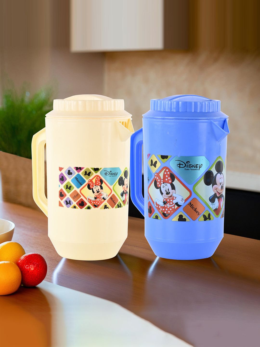 

Kuber Industries Cream & Blue 2 Pieces Disney Printed Water Jugs 2 L Each
