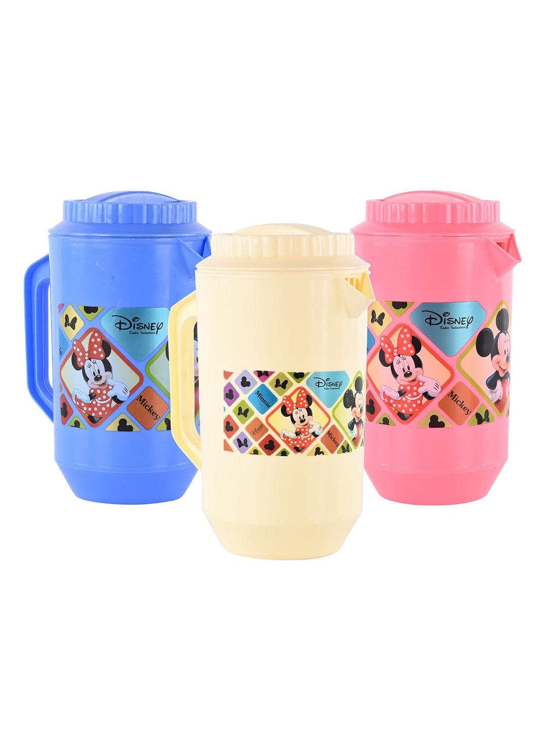 

Kuber Industries Pink & Blue 3 Pieces Disney Printed Water Jugs 2 L Each