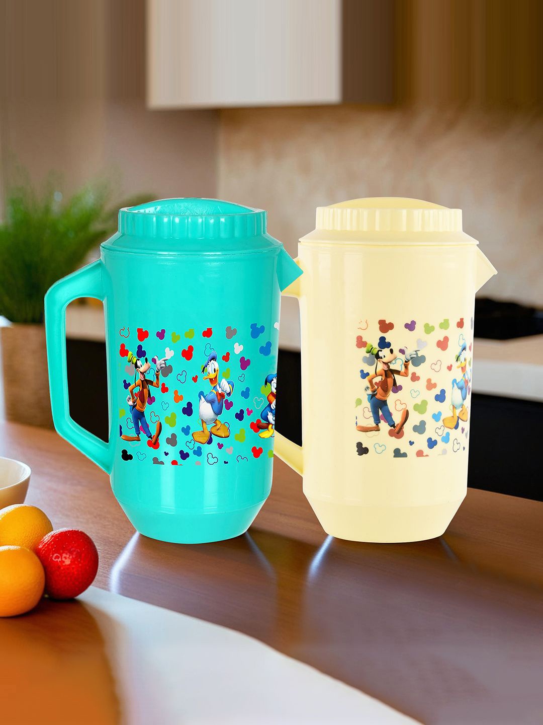 

Kuber Industries Cream & Green 2 Pieces Disney Printed Water Jugs 2l