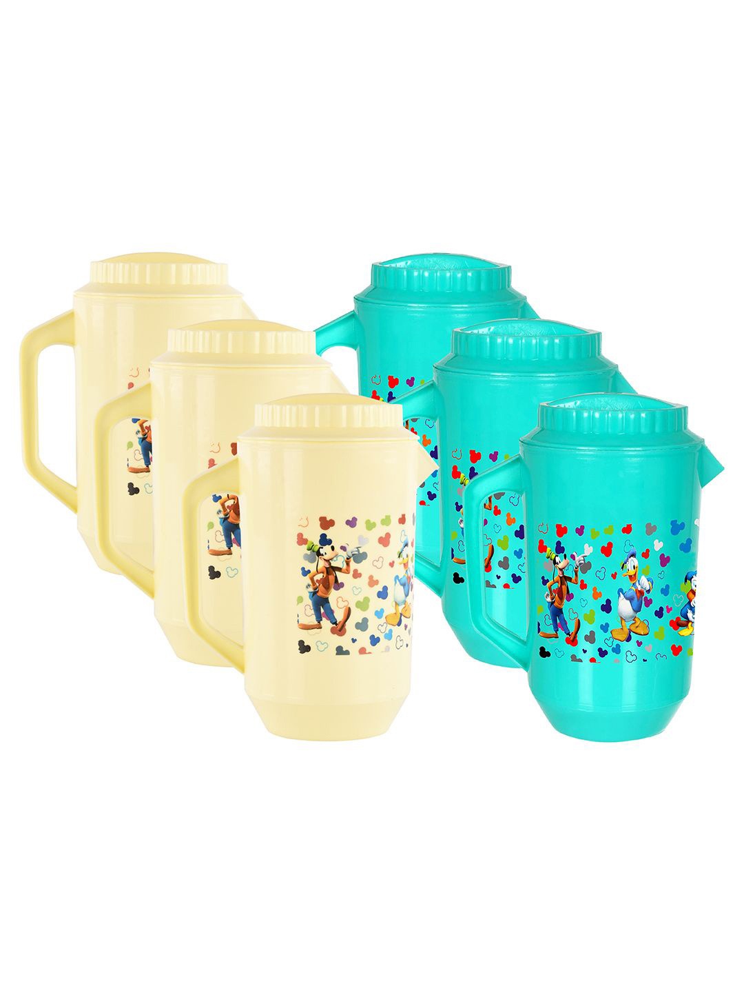 

Kuber Industries Cream & Green 6 Pieces Disney Printed Water Jugs 2 L Each