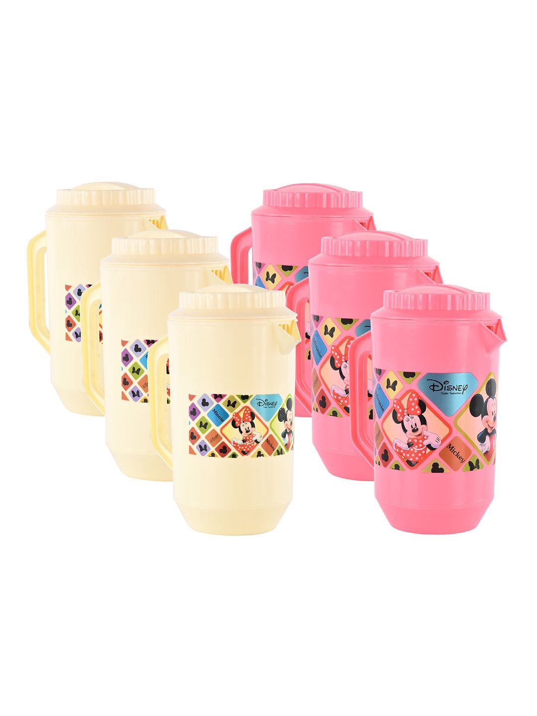 

Kuber Industries Pink & Cream 6 Pieces Disney Printed Water Jugs 2 L Each