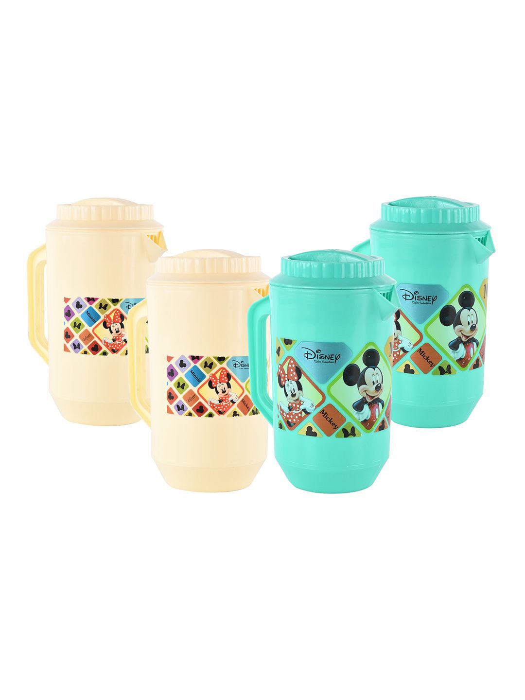 

Kuber Industries Cream & Green 4 Pieces Disney Printed Water Jugs 2 l