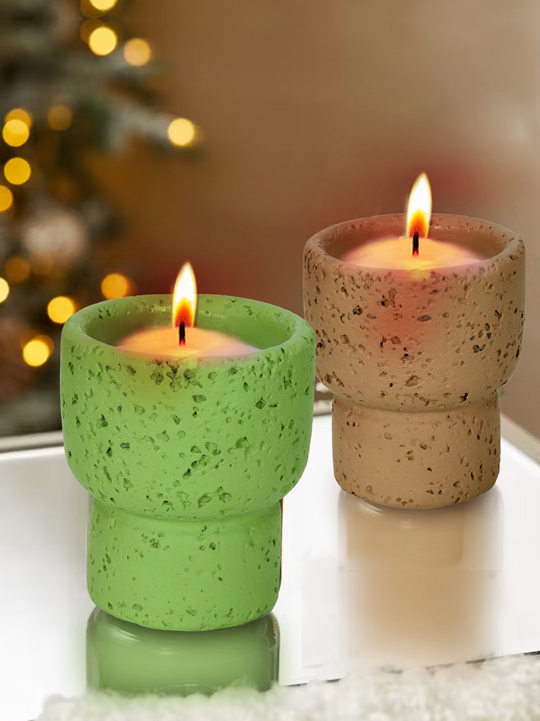 

TIED RIBBONS Green & Brown 2 Pieces Lavender Scented 8 -10 Hours Burn Time Jar Candles