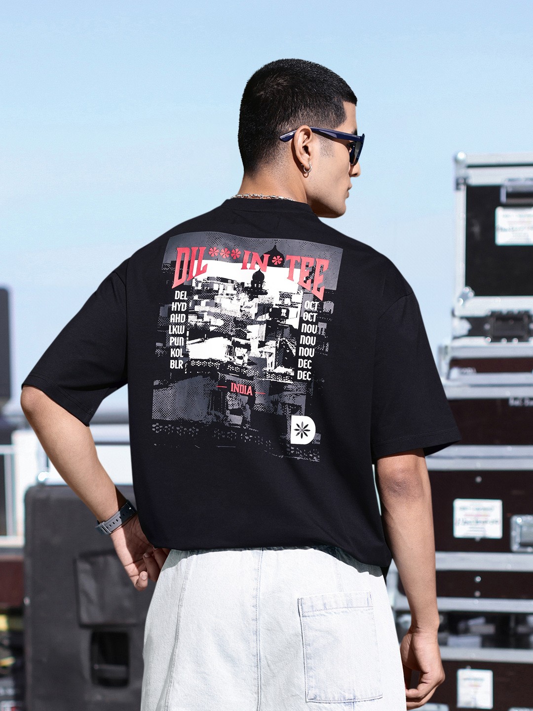

Kook N Keech Fanjabi Graphic Oversized Drop Shoulder Concert T-shirt, Black