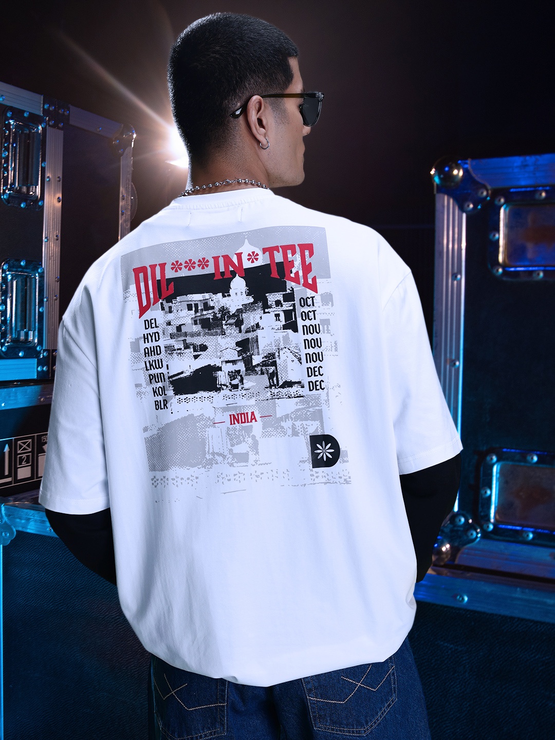

Kook N Keech Fanjabi Graphic Oversized Drop-Shoulder Concert T-shirt, White