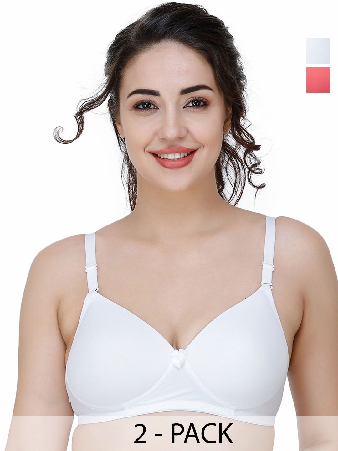 

College Girl Pack Of 2 Full Coverage Lightly Padded T-shirt Bra, White