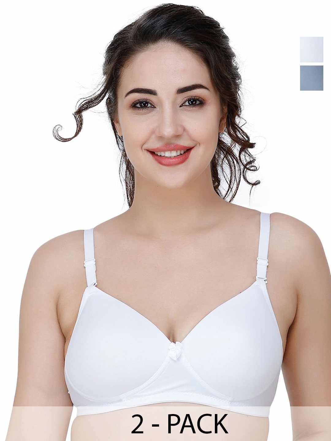 

College Women Pack Of 2 Full Coverage Lightly Padded T-shirt Bra, White