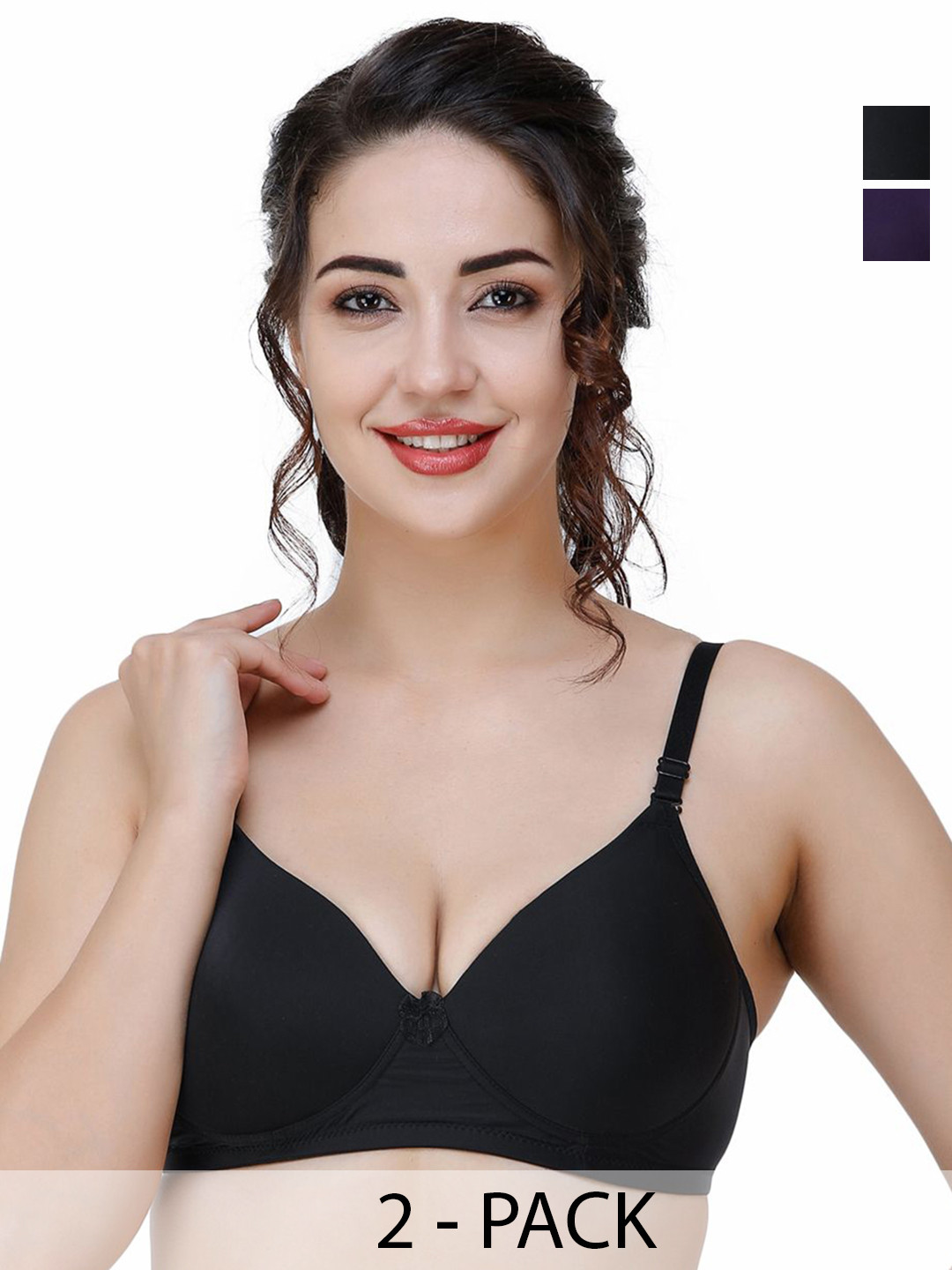 

Women Full Coverage Lightly Padded Solid Bra, Black
