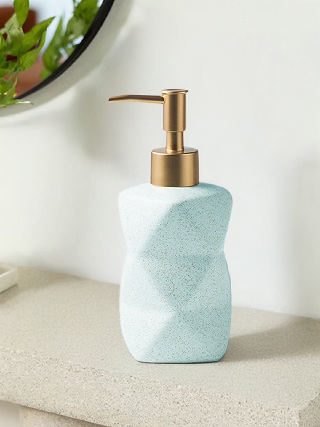 

The Better Home Blue & Gold-Toned Ceramic Glossy Soap Dispenser 300 ml