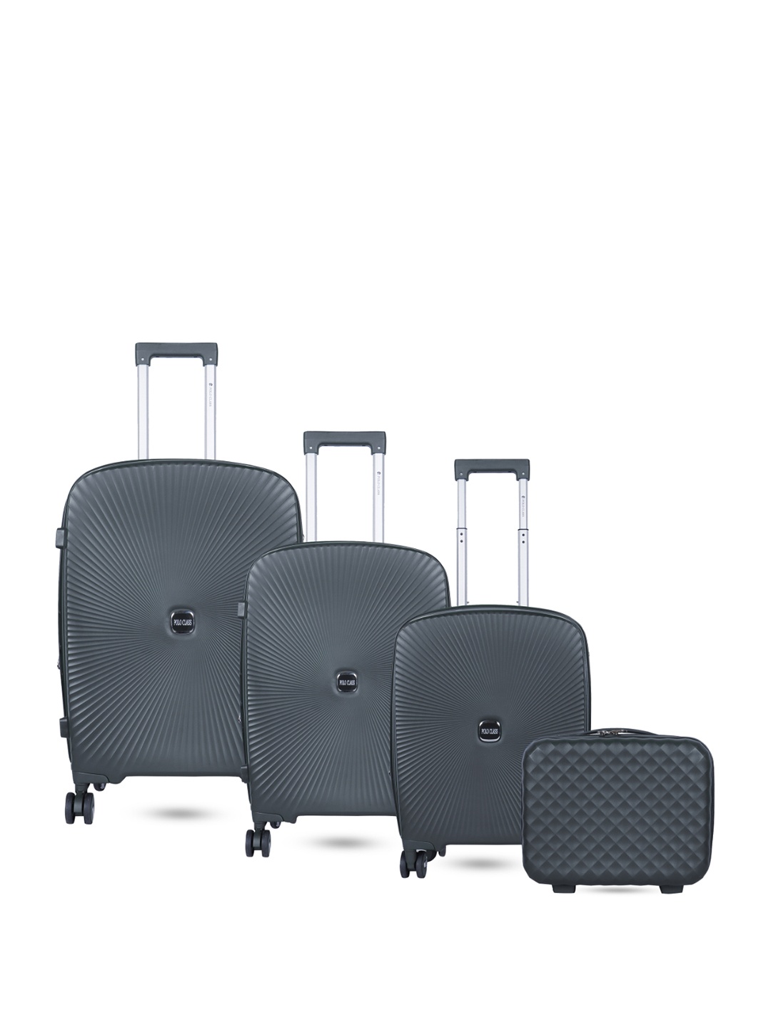 

Polo Class Set Of 3 Grey Textured Hard-Sided Trolley Suitcases
