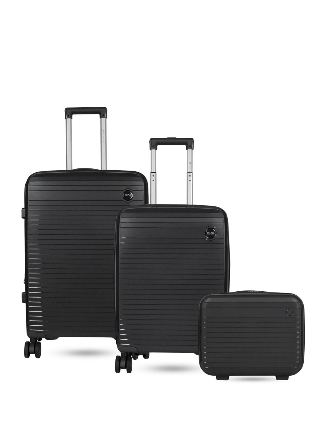 

Polo Class Set Of 2 Black Textured Hard-Sided Trolley Suitcases With Vanity