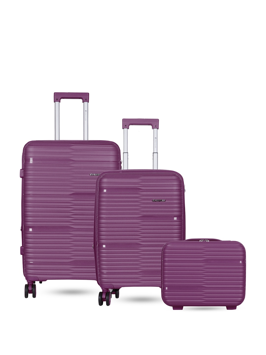 

Polo Class Set Of 2 With Vanity Textured Hard-Sided Trolley Suitcases, Purple