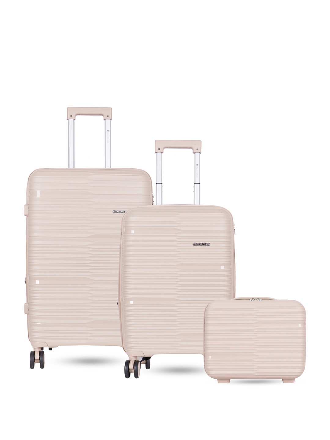 

Polo Class Set Of 2 Textured Hard-Sided Trolley Suitcases With Vanity, Off white