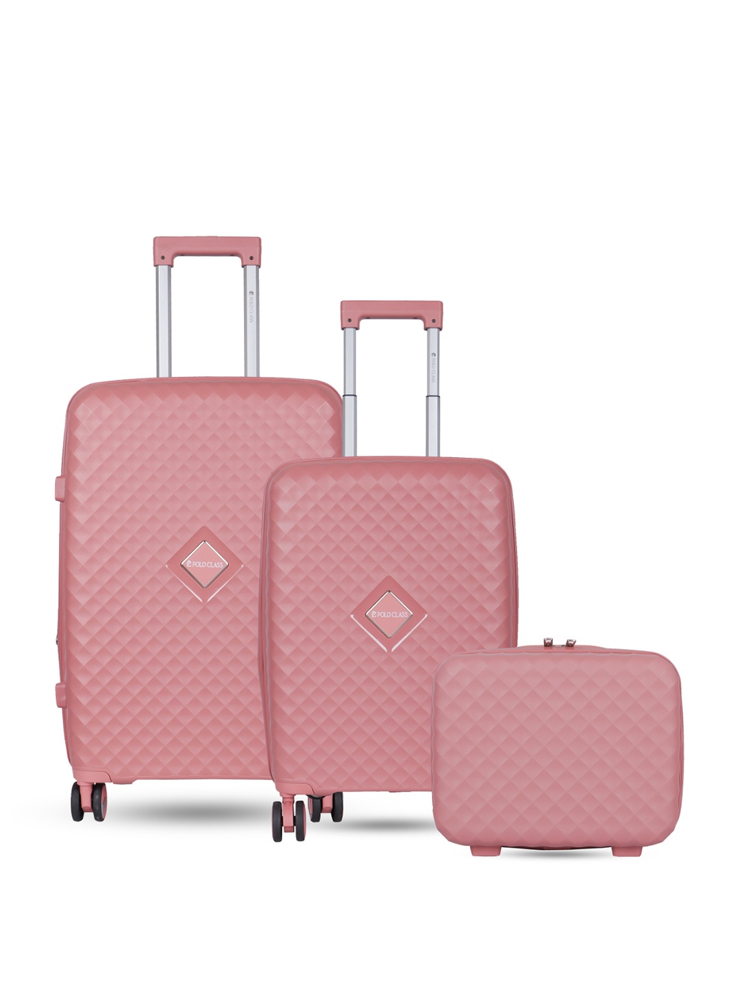 

Polo Class Set Of 2 Textured Hard-Sided Trolley Suitcases, Pink
