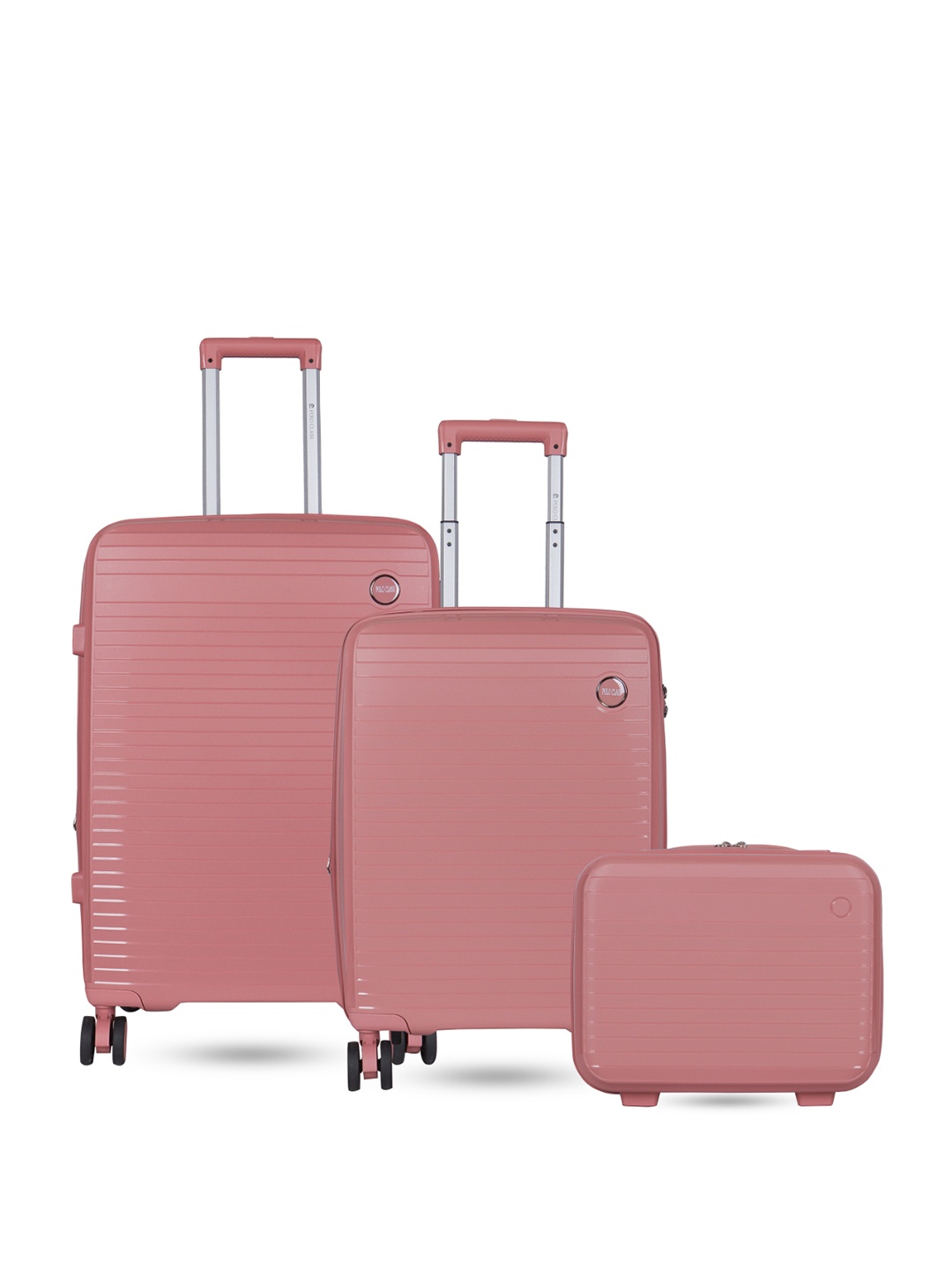 

Polo Class Unisex Set Of 3 Textured Trolley Bag Set & Vanity Bag, Pink