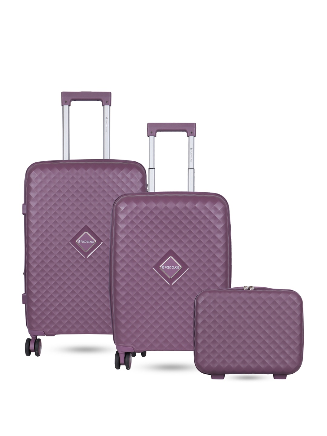 

Polo Class Unisex Textured Set Of 3 Trolley Bag Set & Vanity Bag, Purple