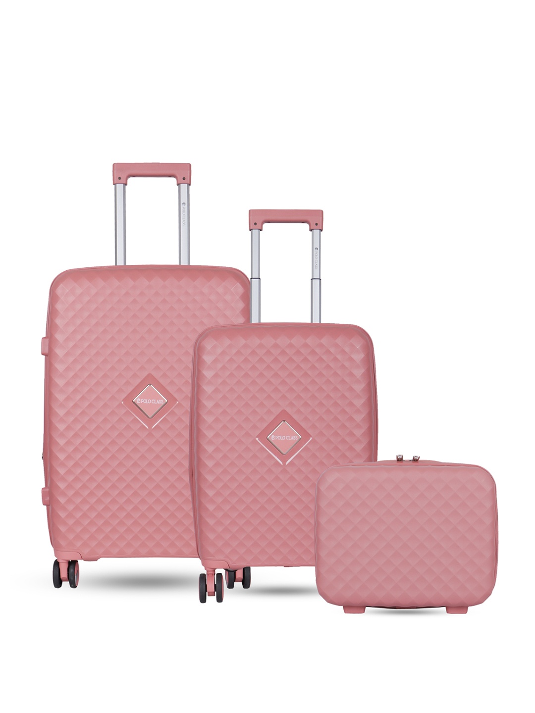 

Polo Class Set Of 2 Hard-Sided Medium & Cabin Trolley Bag, Pink