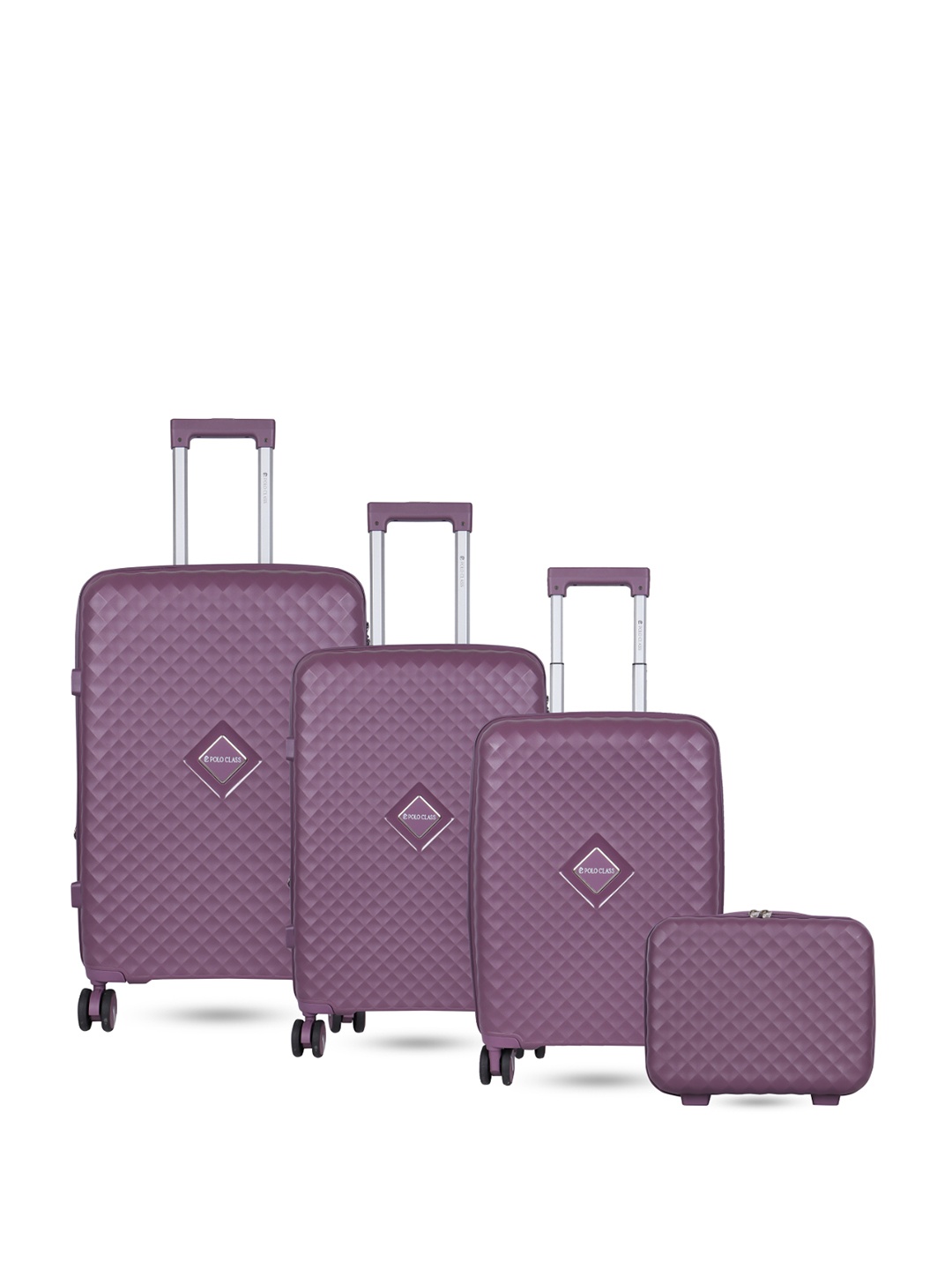 

Polo Class Unisex Class Set Of 3 Textured Hard-Sided Trolley Bags With Vanity, Purple