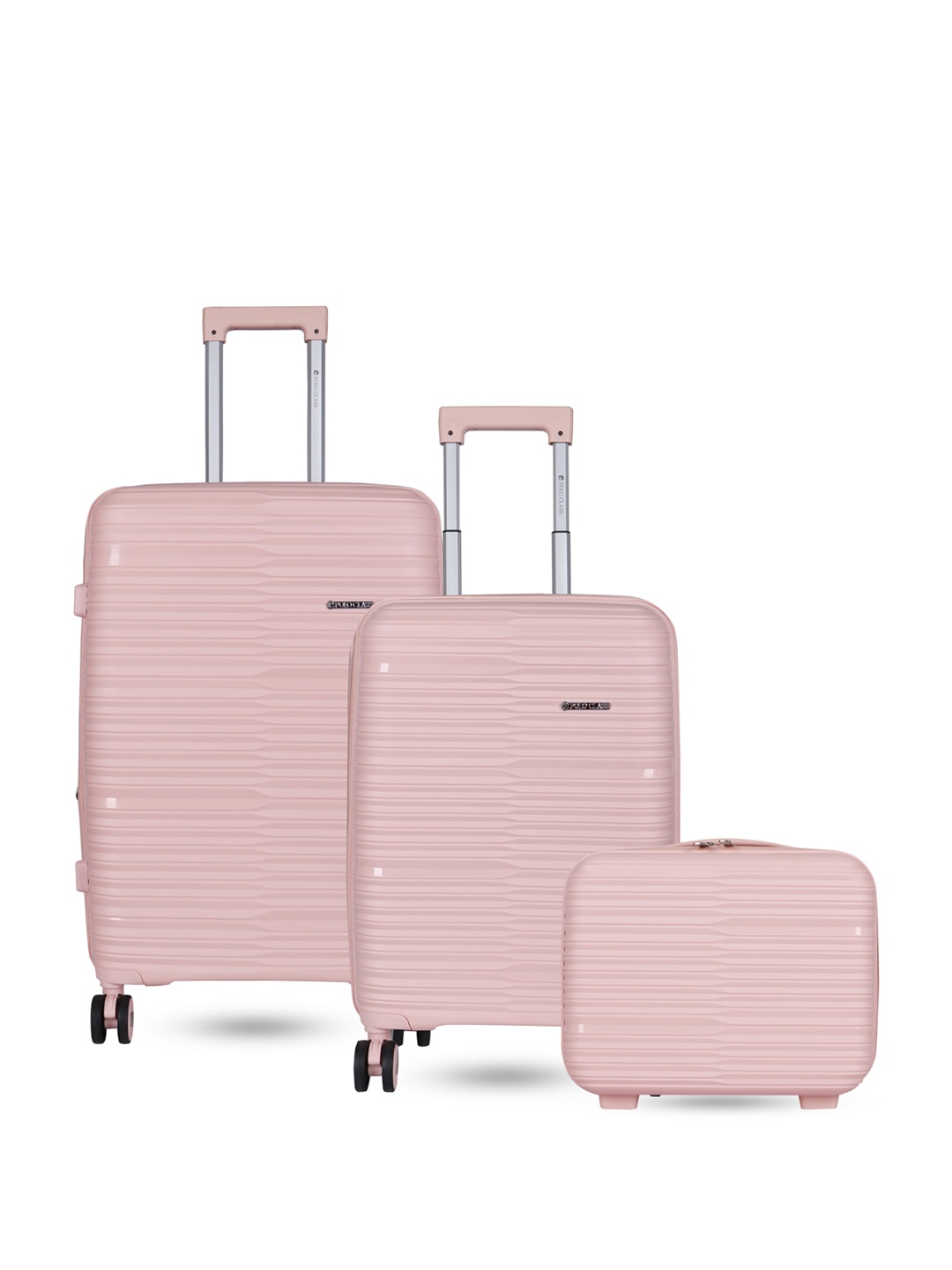 

Polo Class Set Of 2 Hard-Sided Medium & Cabin Trolley Bag With Vanity, Pink