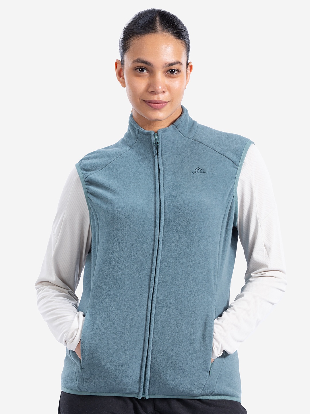 

Quechua By Decathlon Mock Collar Sleeveless Sports Jacket, Green