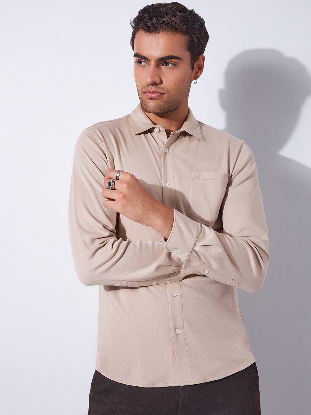 

Markle Moro Men Opaque Casual Shirt, Beige