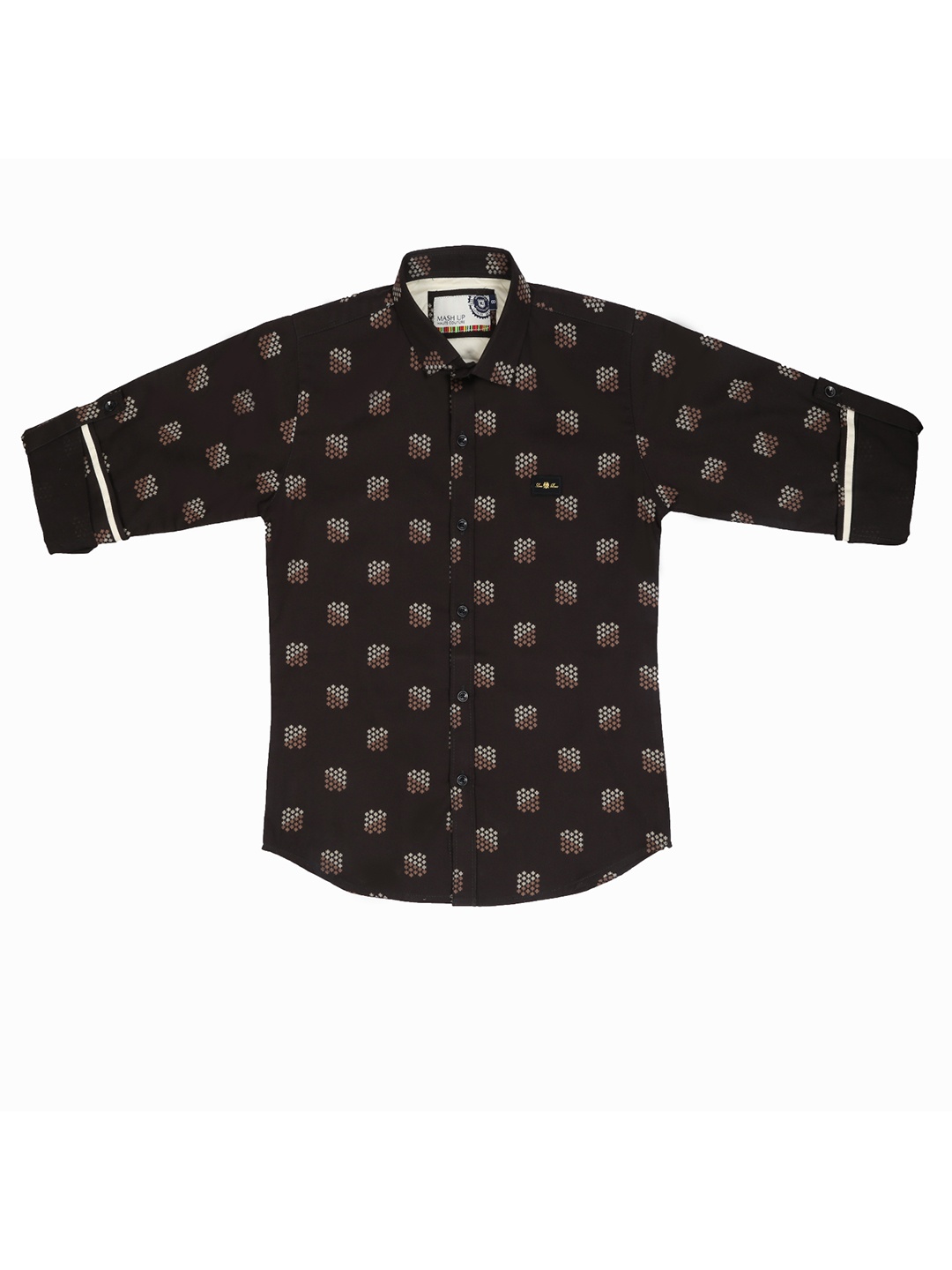 

MashUp Boys Classic Floral Opaque Printed Casual Shirt, Brown