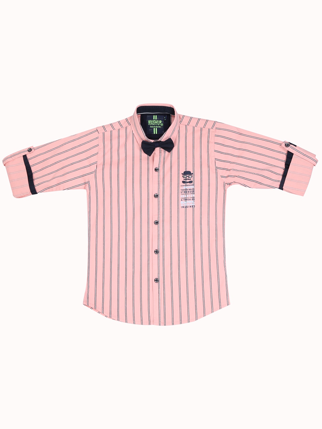 

MashUp Boys Classic Opaque Striped Casual Shirt, Peach