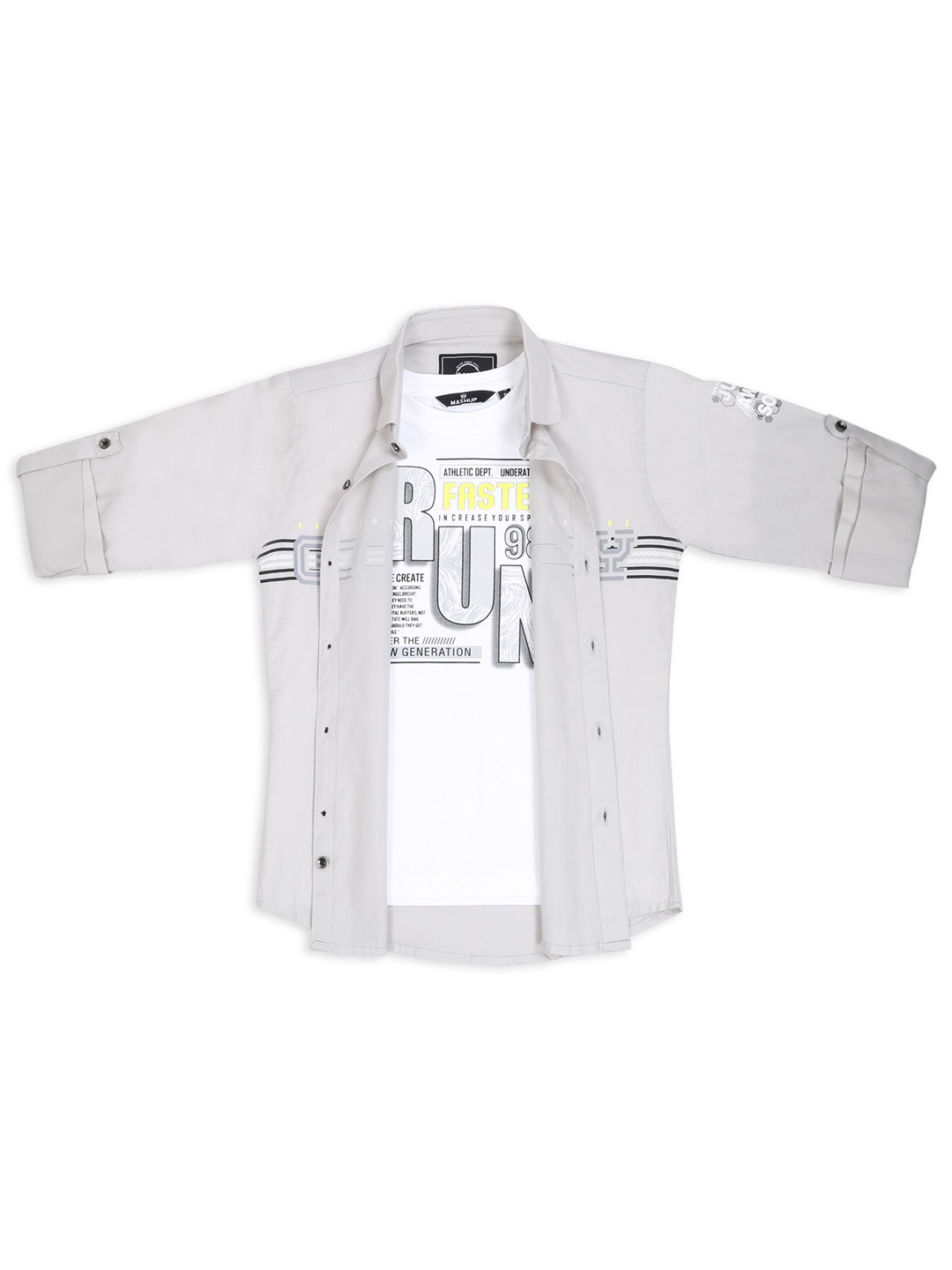 

MashUp Boys Classic Opaque Printed Casual Shirt, Grey