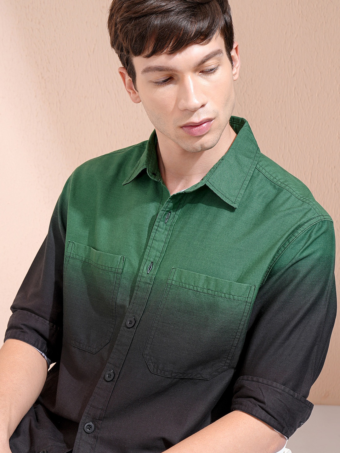 

Highlander Men Ombre Oversized Overshirt, Black