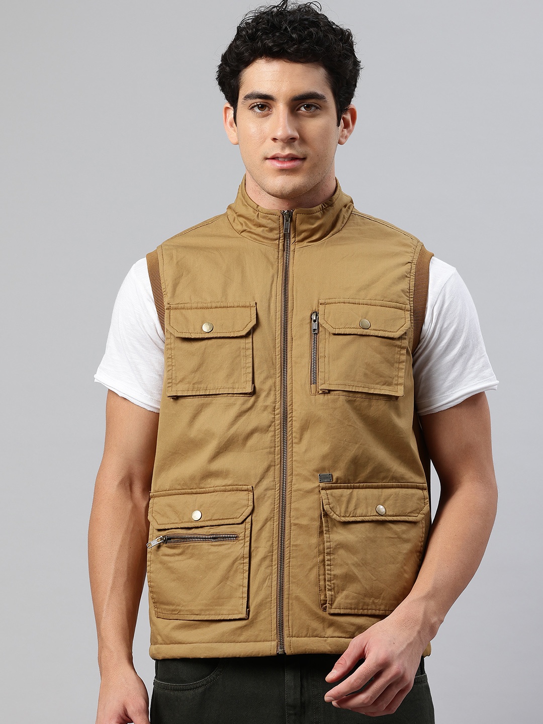 

Pierre Carlo Men Gilet Jacket, Tan