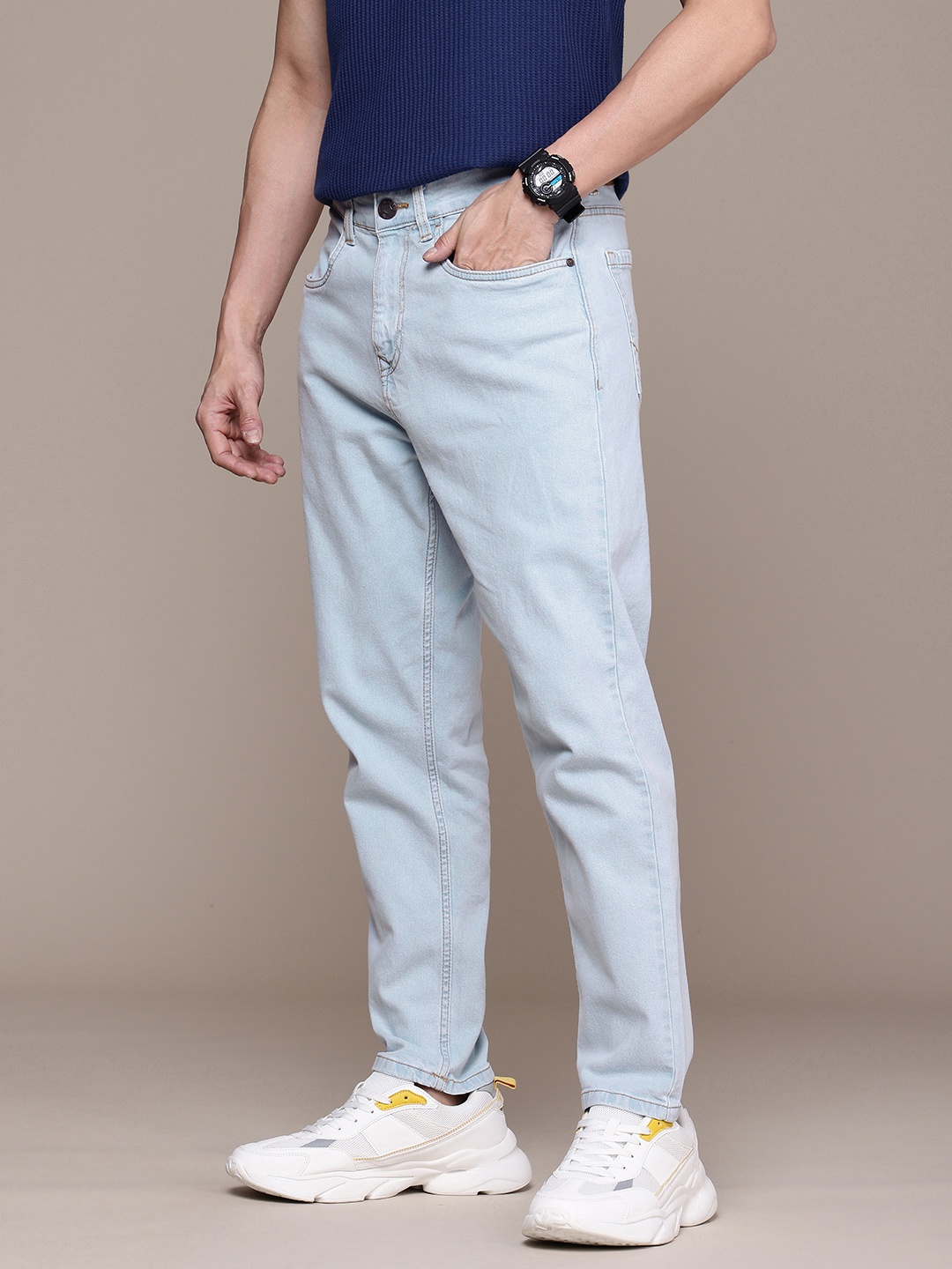 

WROGN Men Slim Fit Stretchable Jeans, Blue