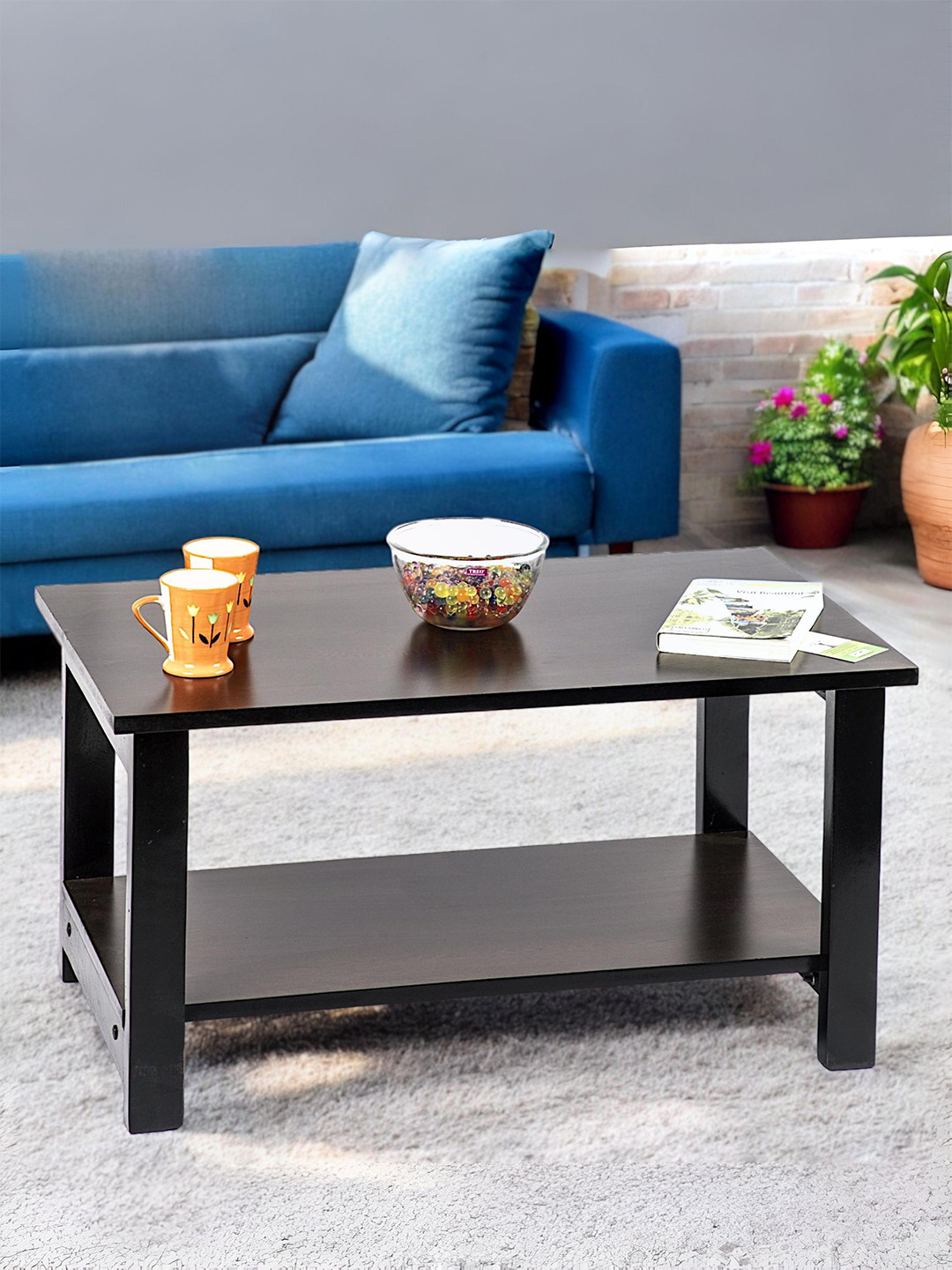 

Ikiriya Black Rectangle Shaped Dark Mahagony Finish Sheesham Wooden Coffee Table