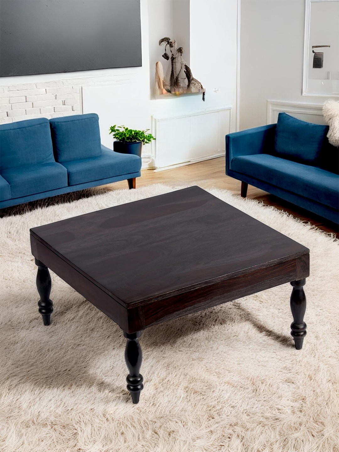 

Ikiriya Black Sheesham Wood Contemporary Dark Mahagony Finish Square Shape Coffee Table