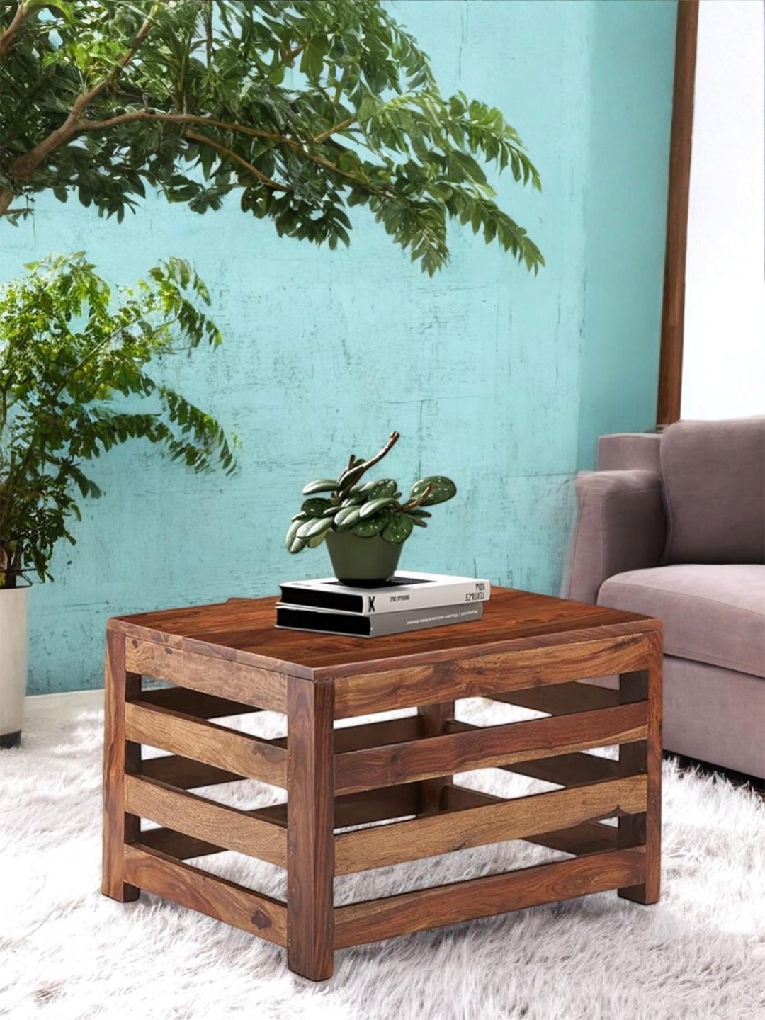 

Ikiriya Coffee Brown Rectangle Shaped Teak Finish Sheesham Wooden Coffee Table
