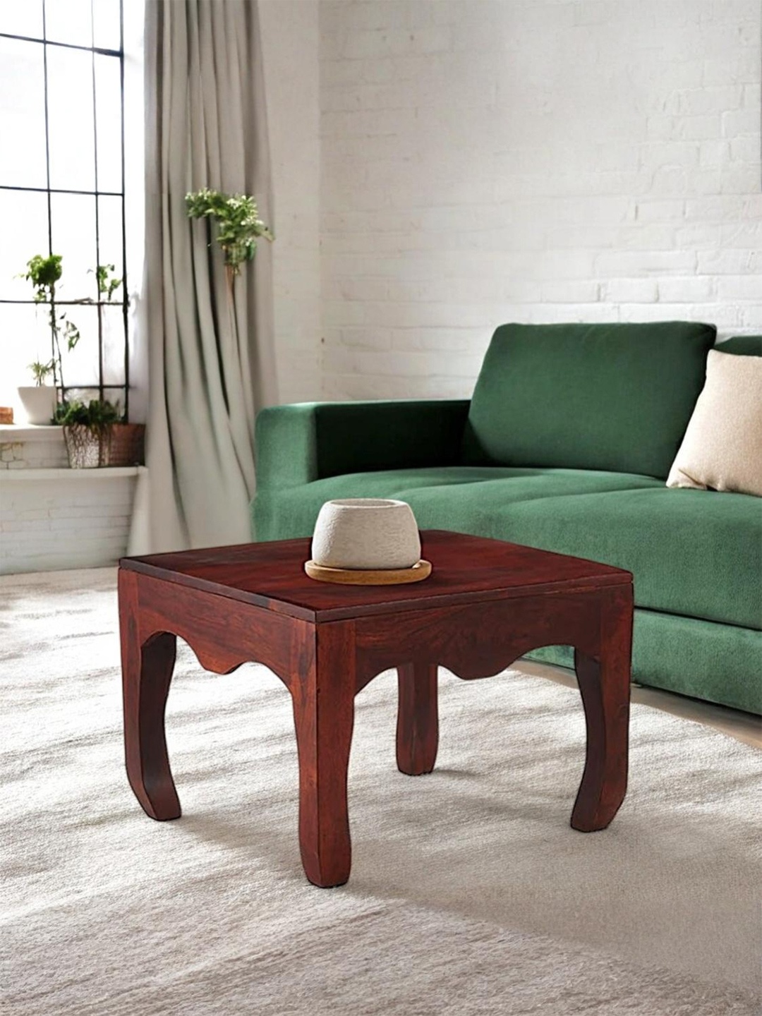 

Ikiriya Red Square Shaped Honey Finish Sheesham Wooden Contemporary Coffee Table