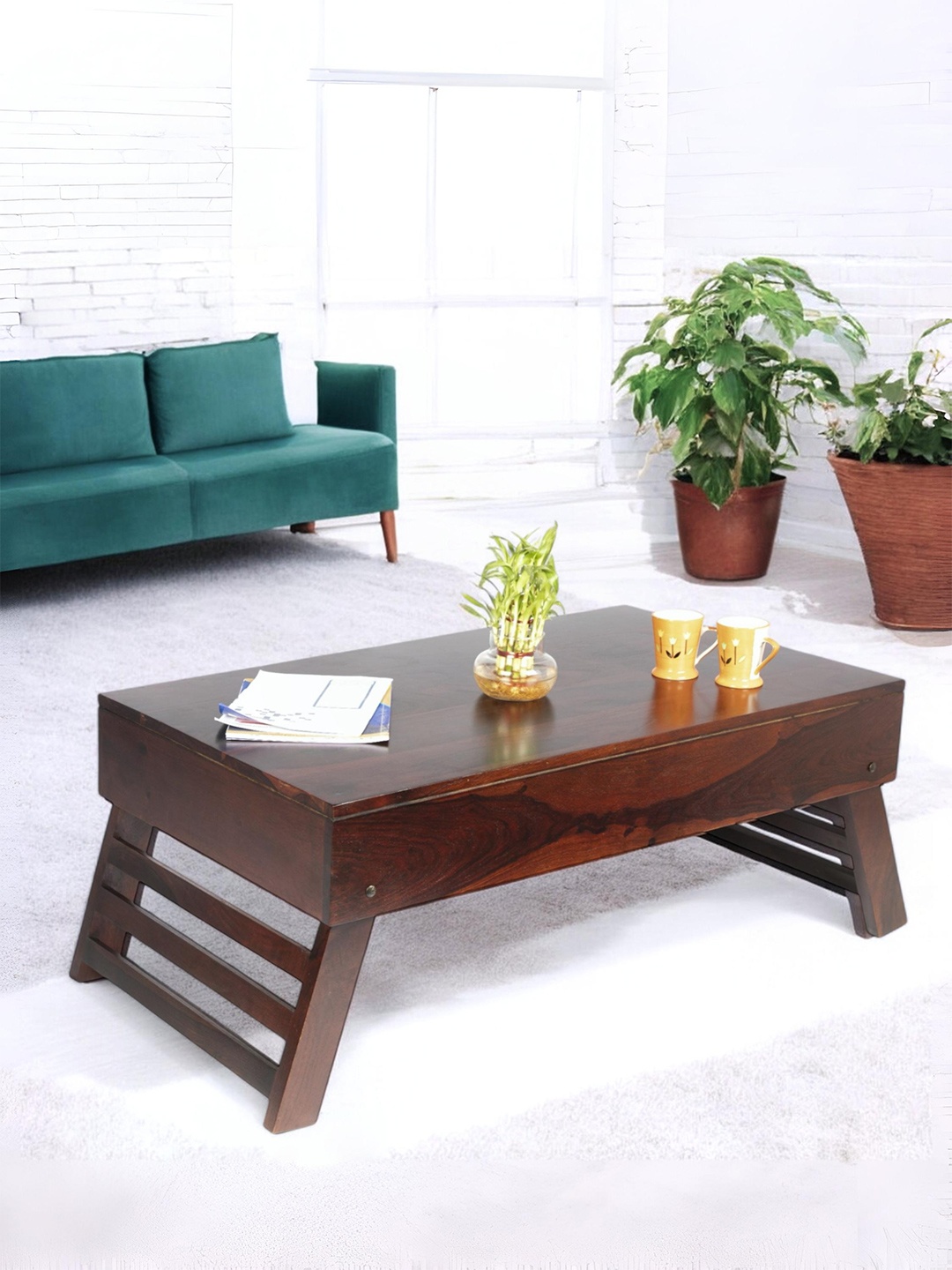 

Ikiriya Brown Rectangle Shaped Sheesham Wooden Contemporary Coffee Table