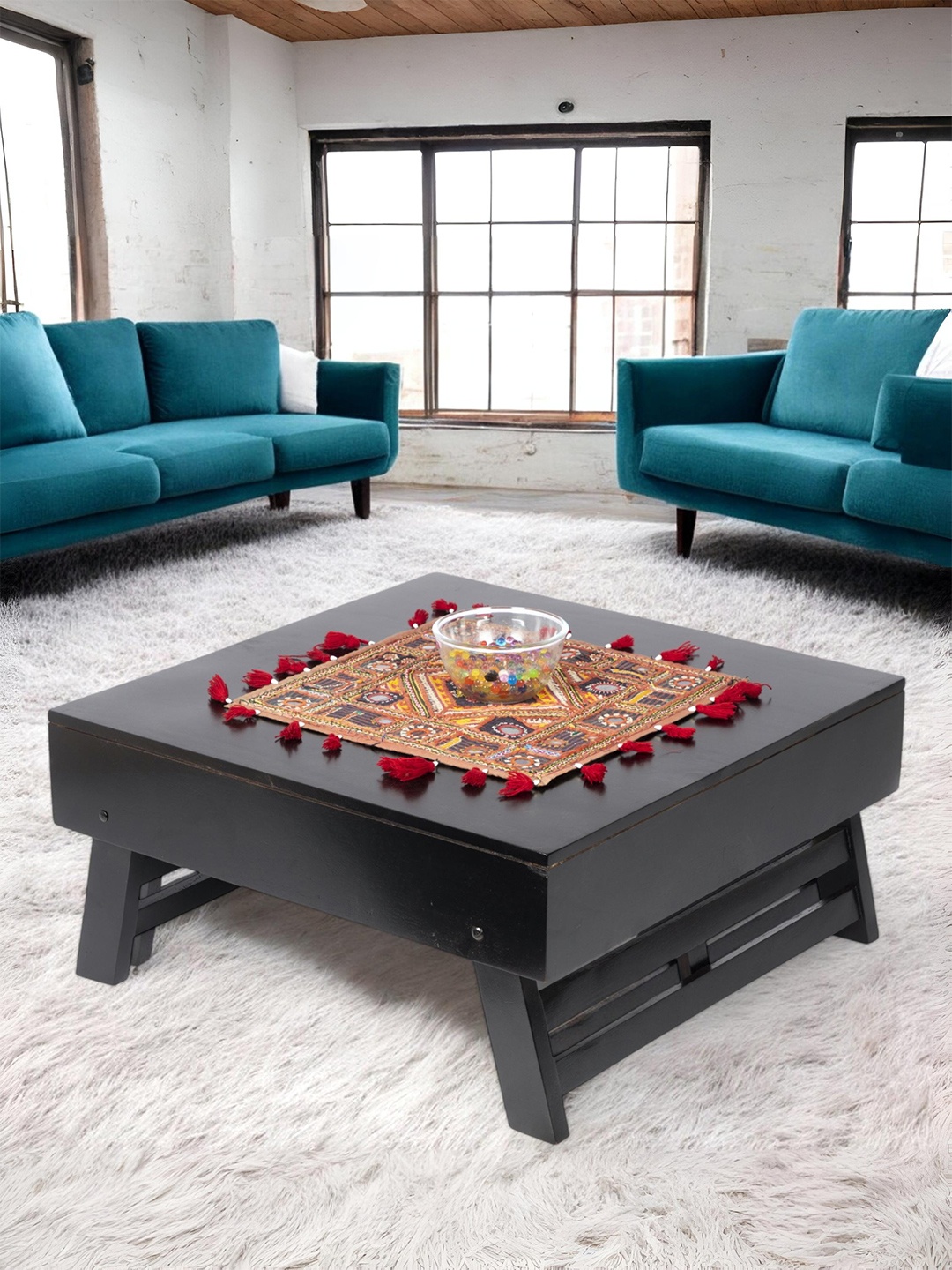 

Ikiriya Black Square Sheesham Wood Contemporary Coffee Table