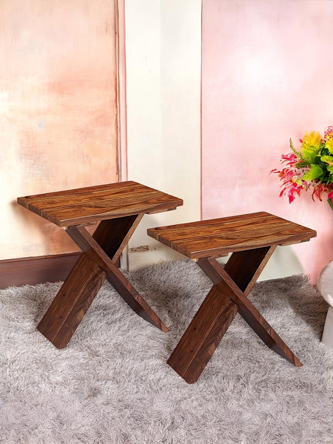 

Ikiriya Coffee Brown 2 Pieces Teak Finish Rectangle Coffee Tables