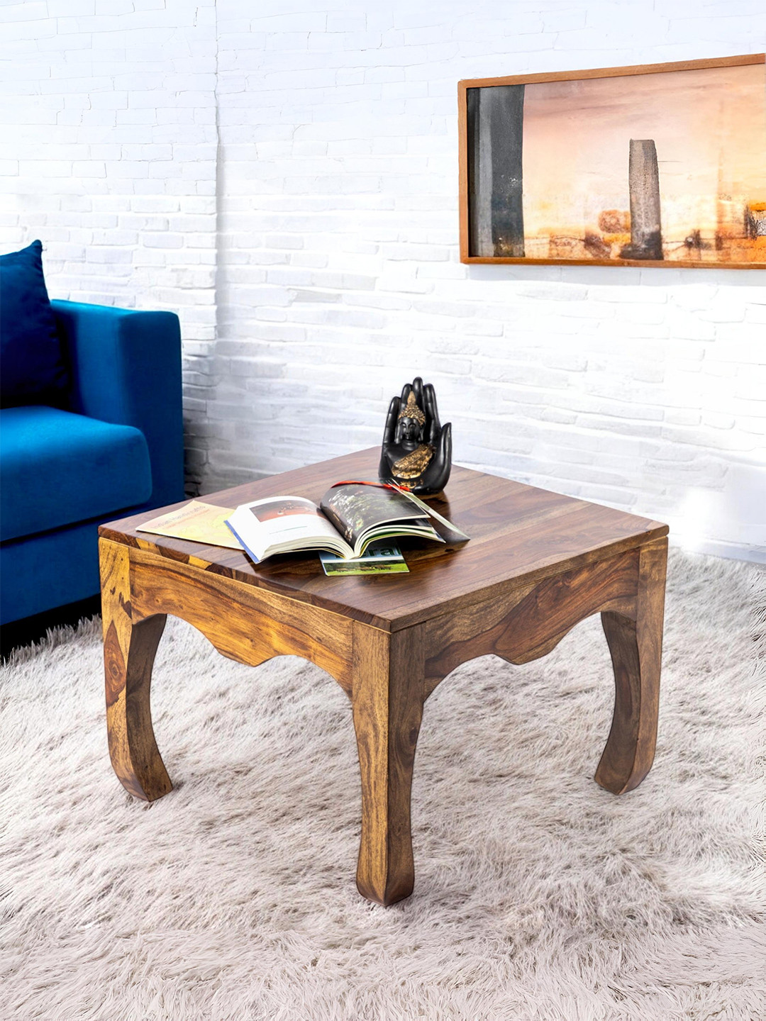 

Ikiriya Coffee Brown Square Wood Contemporary Teak Finish Coffee Table