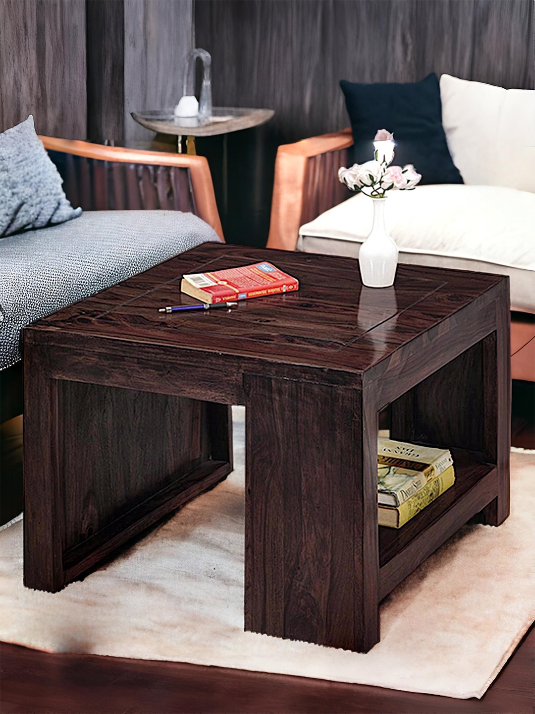 

Ikiriya Black Sheesham Wood Mahagony Finish Rectangle Shaped Coffee Table