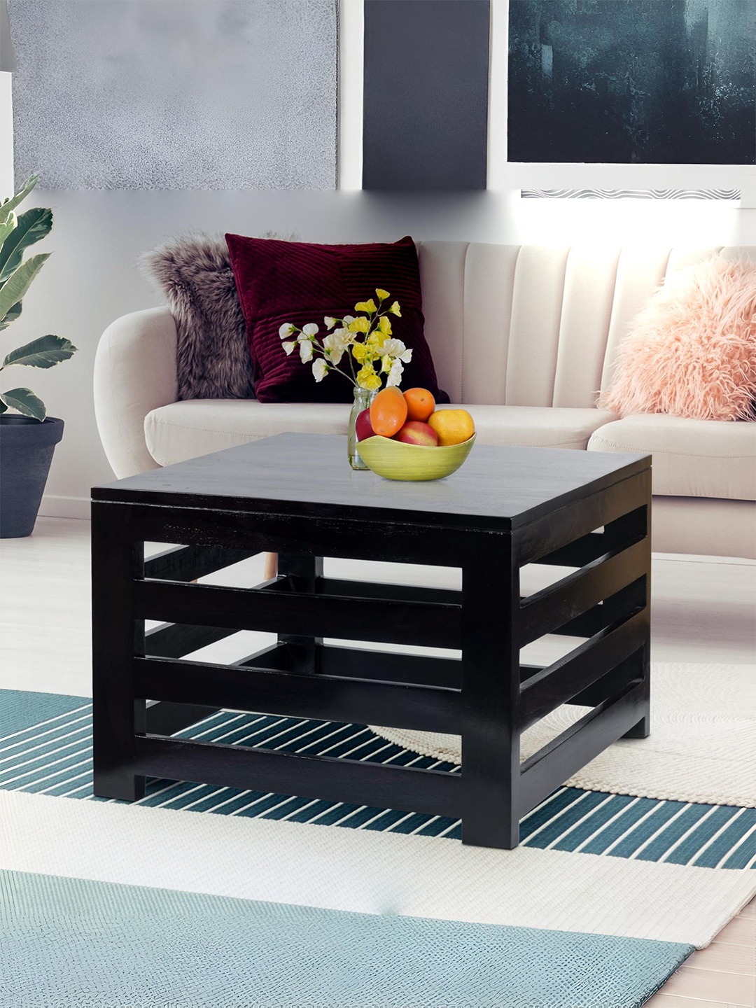 

Ikiriya Black Square Wood Contemporary Coffee Table