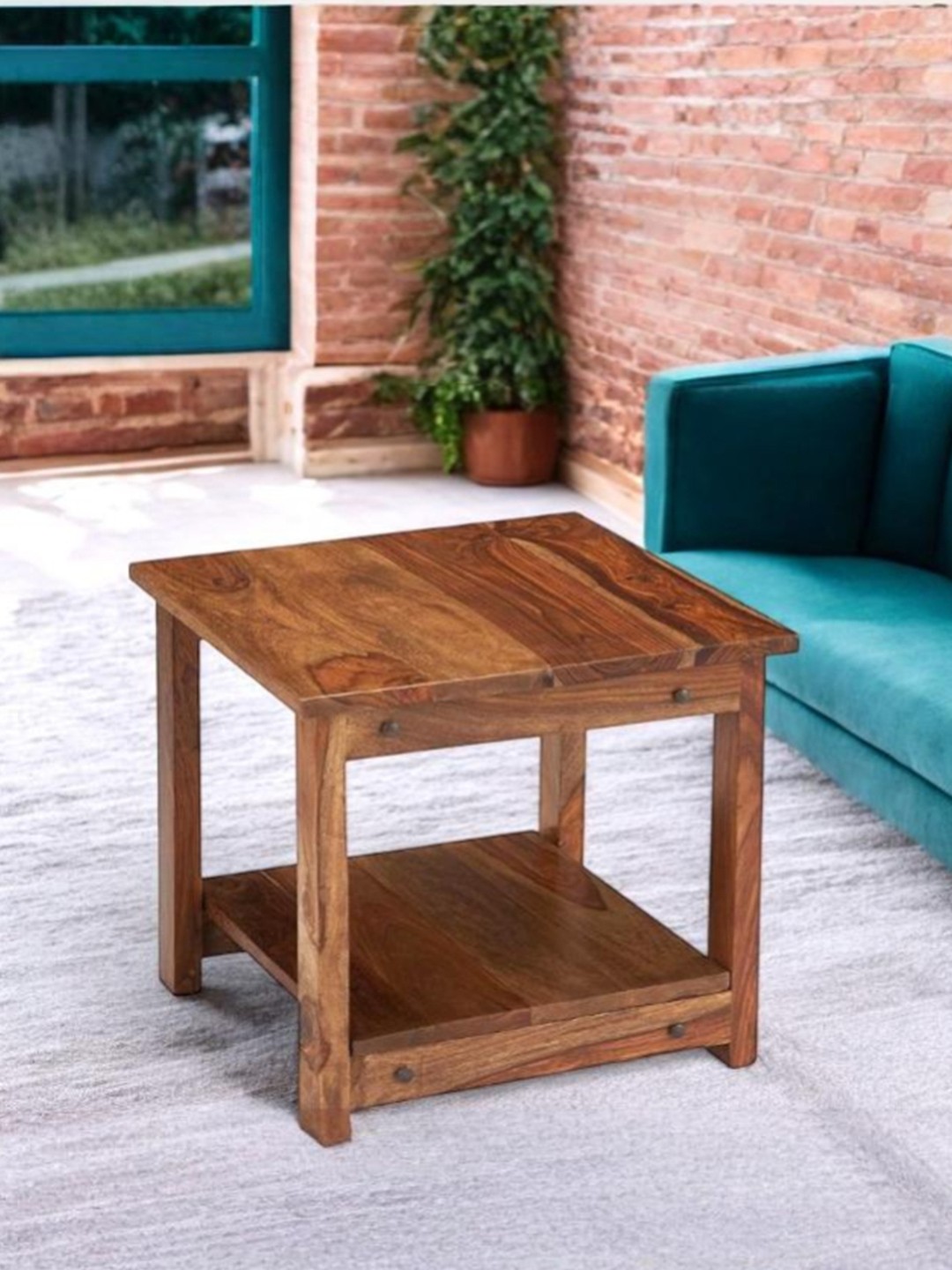 

Ikiriya Coffee Brown Square Shaped Sheesham Wooden Contemporary Coffee Table