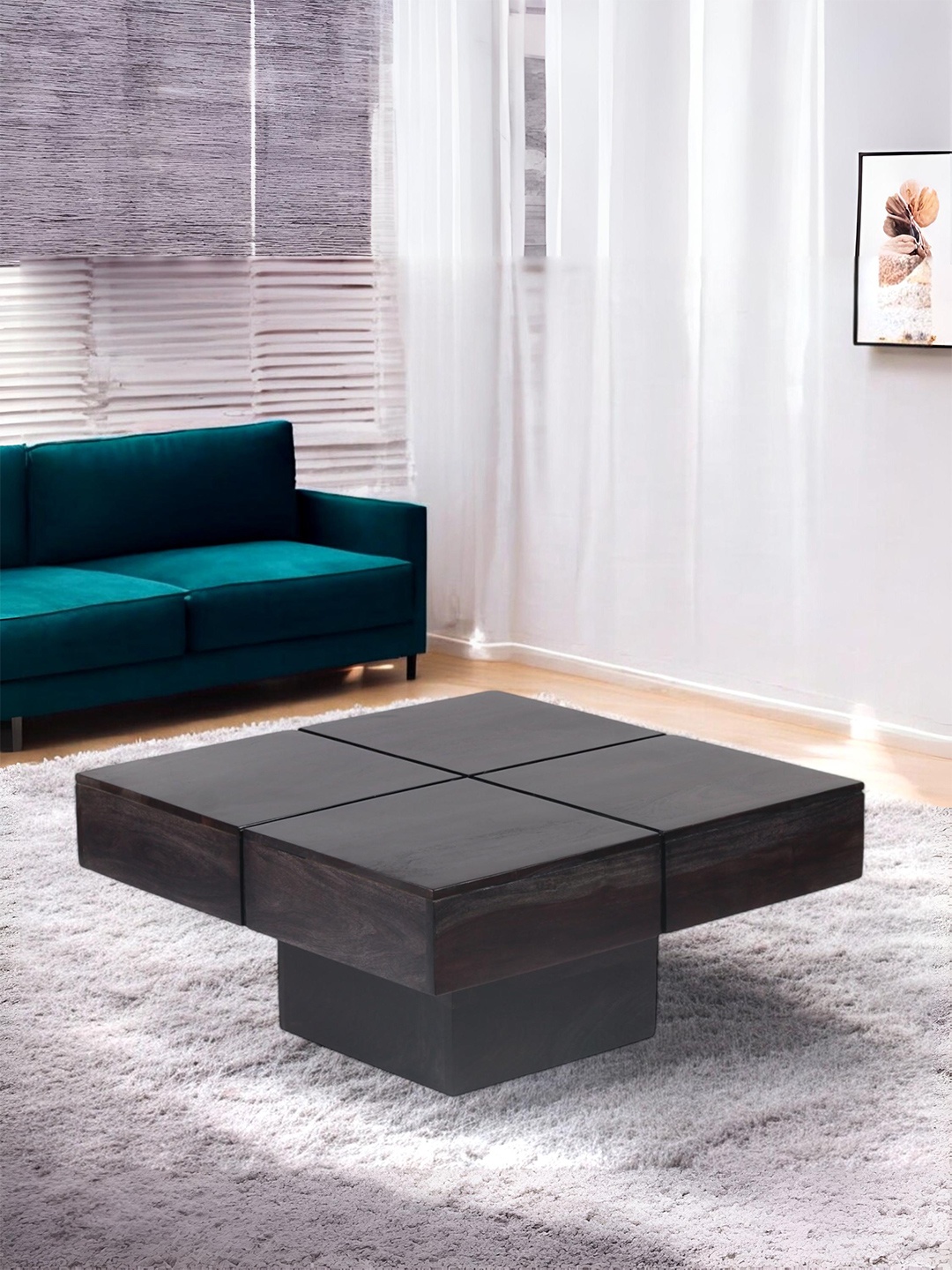 

Ikiriya Black Square Wood Contemporary Coffee Table