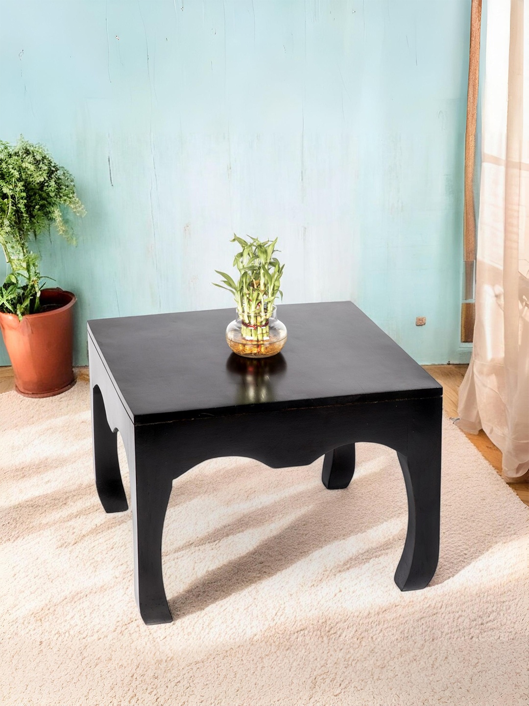 

Ikiriya Black Sheesham Wood Contemporary Extra Dark Mahagony Finish Square Coffee Table