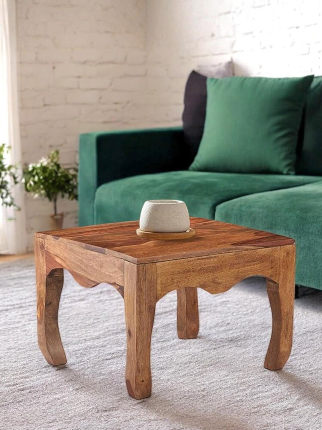 

Ikiriya Coffee Brown Wood Contemporary Natural Teak Finish Square Coffee Table