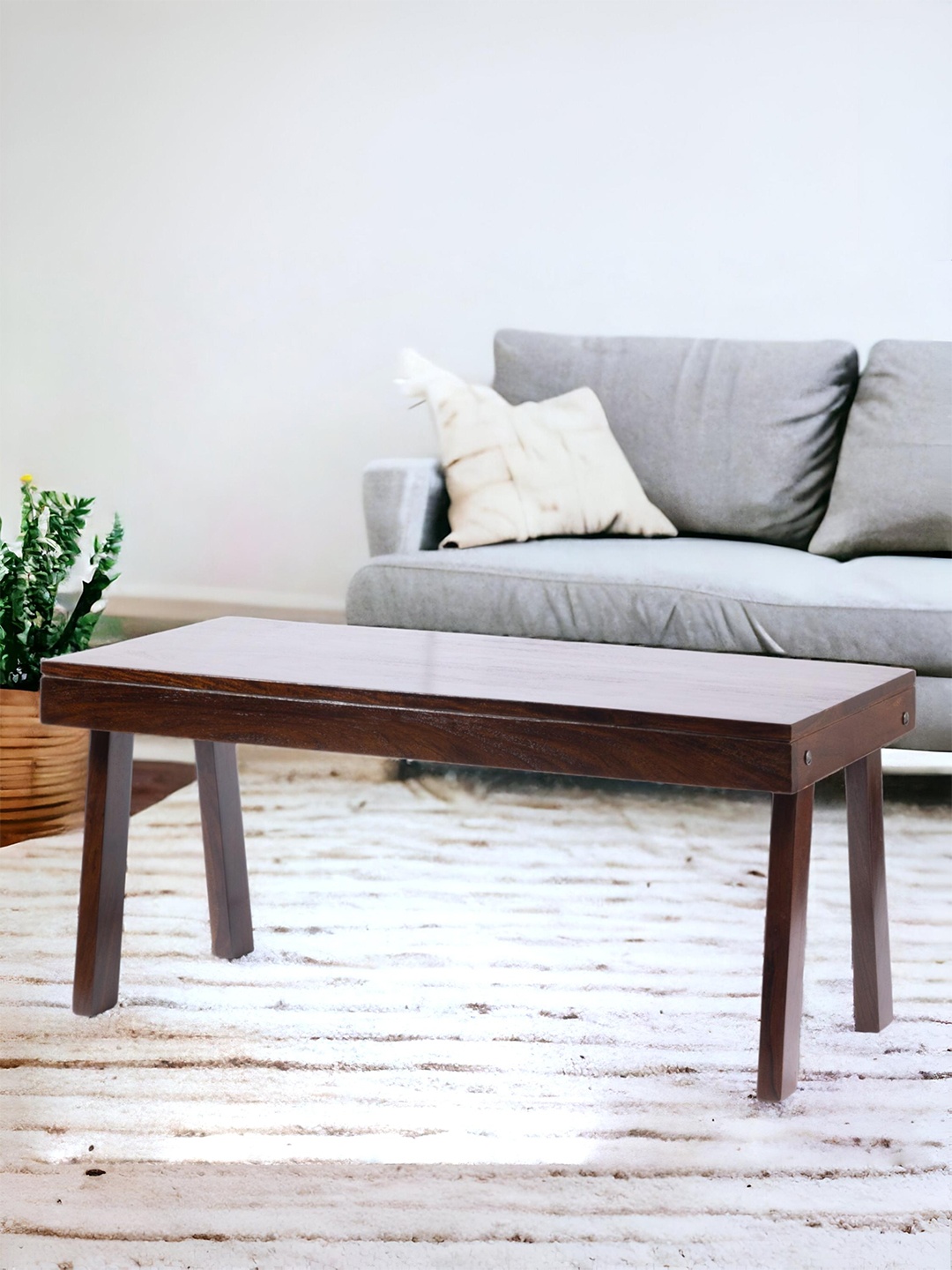 

Ikiriya Red Wood Contemporary Dark Walnut Finish Rectangle Coffee Table