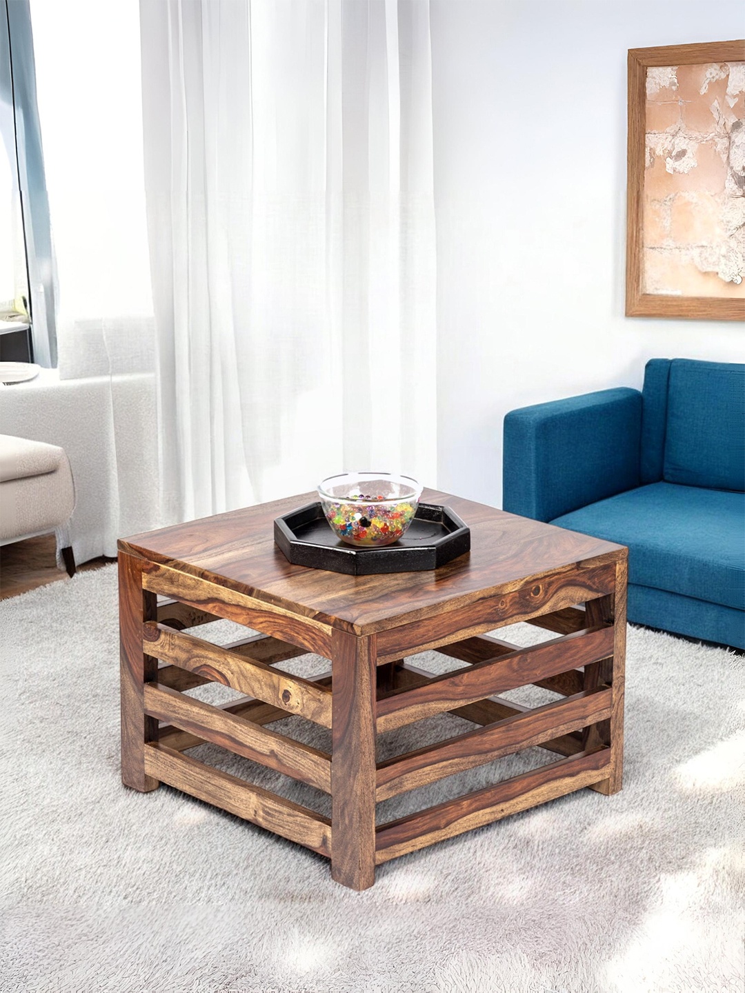 

Ikiriya Coffee Brown Wood Contemporary Teak Finish Square Coffee Table
