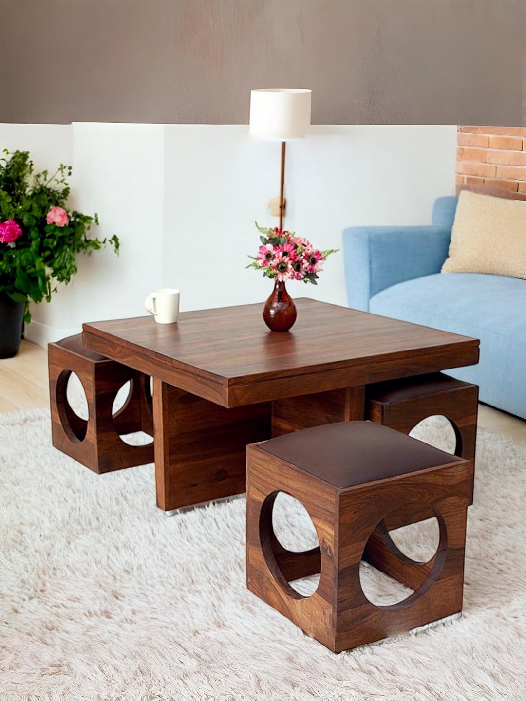 

Ikiriya Brown & Black Sheesham Wooden Provisional Teak Finish Square Coffee Table